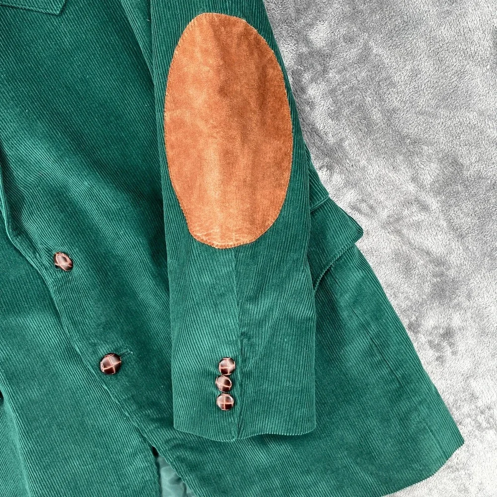 Vintage Sheplers Corduroy Western Blazer Men's 42 Reg Green Suede Elbow Patches